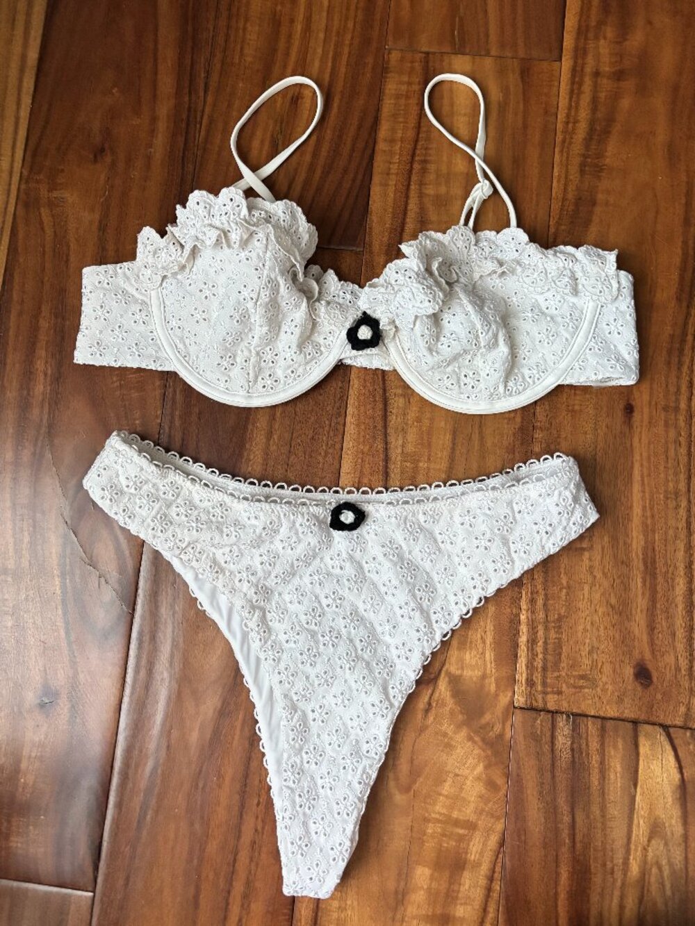 For Love & Lemons White Eyelet Lace Bikini Set - Size M